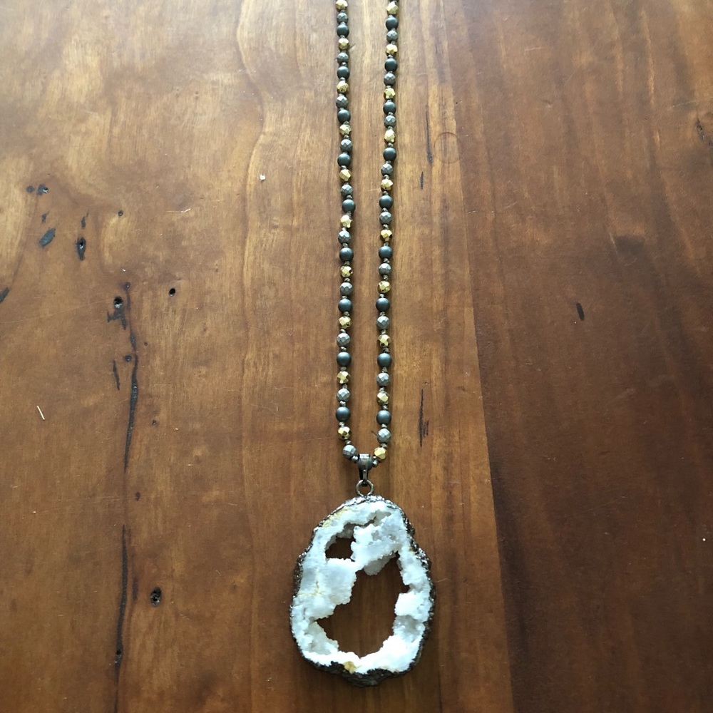 One of a kind beaded necklace with stone